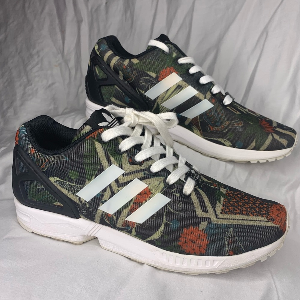 Adidas zx flux Women’s size 8.5 Floral shoes Ultra green forest wmns lady shoes